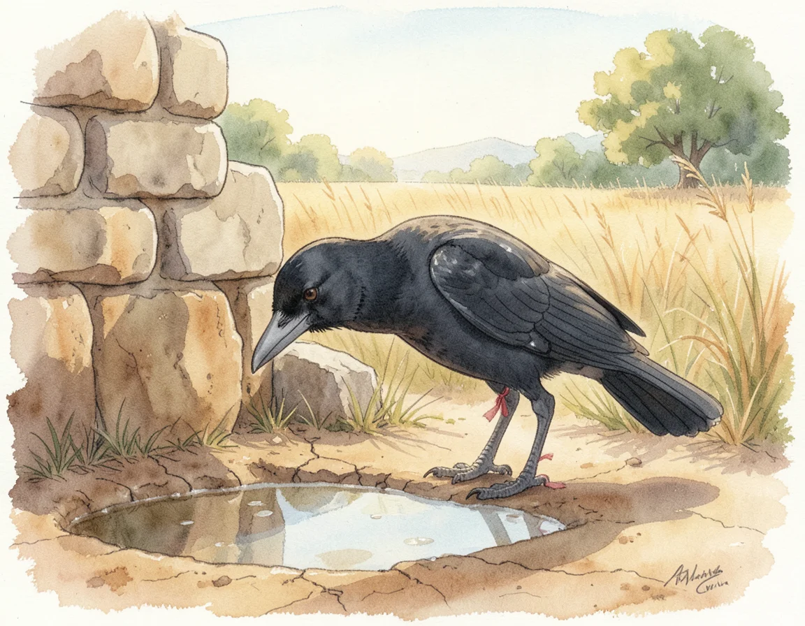 The Crow Who Raised the Water One Pebble at a Time